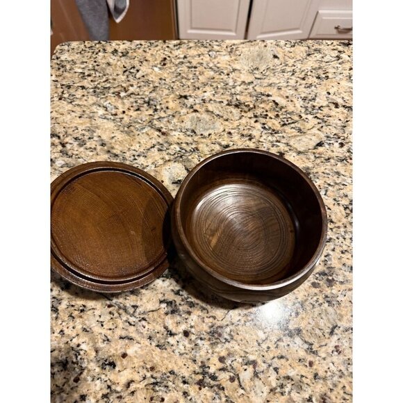 Wooden Brushed Lacquer Lidded Snack/Trinket Bowl - Picture 4 of 9